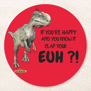 Dessous-de-verre Rond En Papier dessous de verre "dinosaure heureux"
