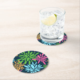 Dessous-de-verre Rond En Papier Dessous de verre en papier Abstrait coloré Fleurs