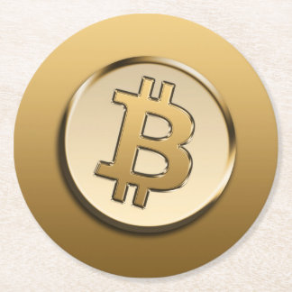 Dessous-de-verre Rond En Papier Dessous de verre en papier Bitcoin doré - rond