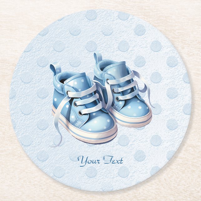 Dessous-de-verre Rond En Papier Dessous de verre en papier Blue Baby Chaussures (Devant)