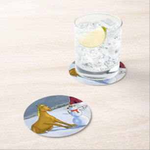 Dessous-de-verre Rond En Papier Dessous de verre en papier Cowboy Snowman & Horse