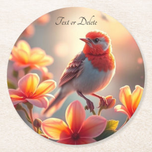 Dessous-de-verre Rond En Papier Dessous de verre en papier floral à motif d'oiseau