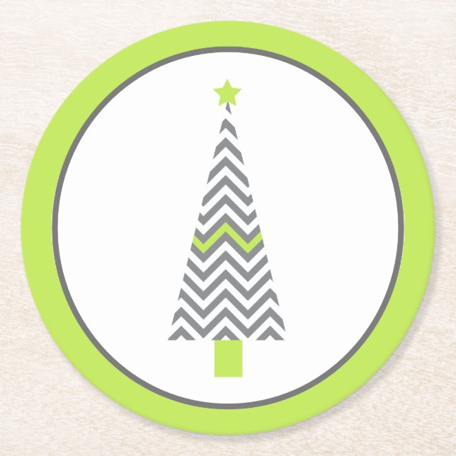 Dessous-de-verre Rond En Papier Dessous de verre en papier gris Chevron Christmas  (Devant)
