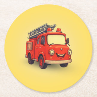 Dessous-de-verre Rond En Papier Dessous de verre en papier Leo the Fire Truck Kids