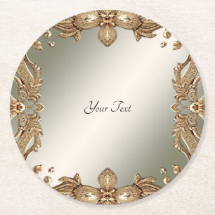Dessous-de-verre Rond En Papier Dessous de verre en papier orné or