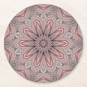 Dessous-de-verre Rond En Papier Dessous de verre en papier ornemental rose
