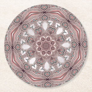 Dessous-de-verre Rond En Papier Dessous de verre en papier ornemental rose