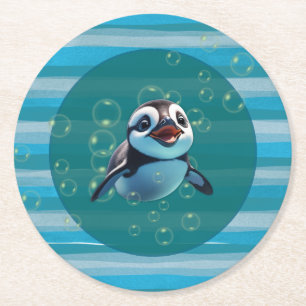Dessous-de-verre Rond En Papier Dessous de verre en papier pingouin pour bébé