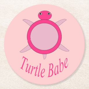 Dessous-de-verre Rond En Papier Dessous de verre en papier pour bébé à tortue rose