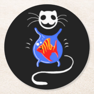 Dessous-de-verre Rond En Papier Dessous de verre en papier pour chat Ghost Kitty