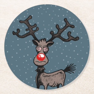 Dessous-de-verre Rond En Papier Dessous de verre en papier Renne Rudolph