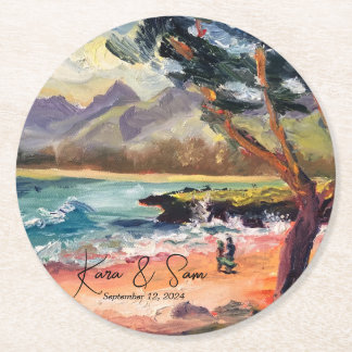 Dessous-de-verre Rond En Papier Dessous de verre en papier romantique "Love at Pou