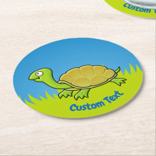 Dessous-de-verre Rond En Papier Dessous de verre en papier rond de tortue caricatu