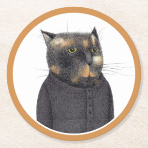 Dessous-de-verre Rond En Papier DESSOUS DE VERRE en papier rond pour la DAME CAT