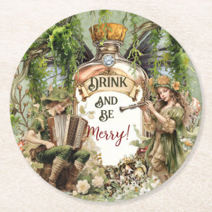 Dessous-de-verre Rond En Papier Dessous de verre Fairy Tavern Boire et être joye