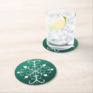 Dessous-de-verre Rond En Papier Dessous de verre flocon de neige vert