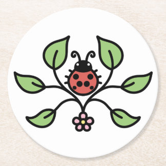 Dessous-de-verre Rond En Papier Dessous de verre Floral Coccinelle