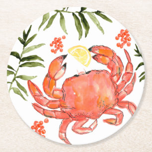 Dessous-de-verre Rond En Papier Dessous de verre floraux de fruits de mer