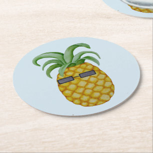 Dessous-de-verre Rond En Papier Dessous de verre frais tropicaux hawaïens d'anana
