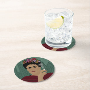 Dessous-de-verre Rond En Papier Dessous de verre Frida Kahlo