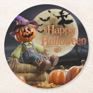 Dessous-de-verre Rond En Papier Dessous de verre Halloween citrouille Patch