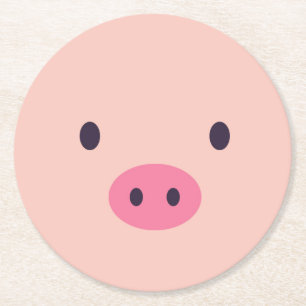 Dessous-de-verre Rond En Papier Dessous de verre mignons de tasse de porc