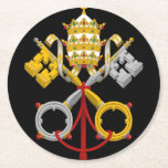 Dessous-de-verre Rond En Papier Dessous de verre Papal Keys<br><div class="desc">Armoiries de papauté</div>
