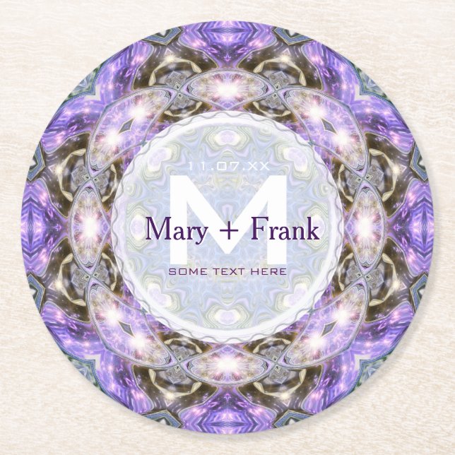 Dessous-de-verre Rond En Papier Dessous de verre papier CircleofLight Purple+Blanc (Devant)