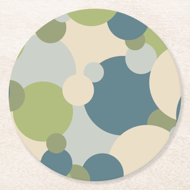 Dessous-de-verre Rond En Papier Dessous de verre papier de molécules bleu-vert (Devant)