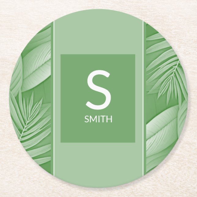 Dessous-de-verre Rond En Papier Dessous de verre papier mariage de deux monogramme (Devant)