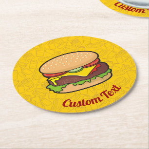 Dessous-de-verre Rond En Papier Dessous de verre papier rond Cheeseburger