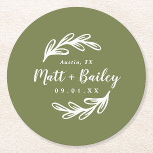 Dessous-de-verre Rond En Papier Dessous de verre papier rond Monogramme Mariage de