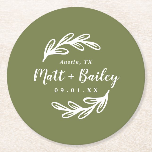 Dessous-de-verre Rond En Papier Dessous de verre papier rond Monogramme Mariage de (Devant)