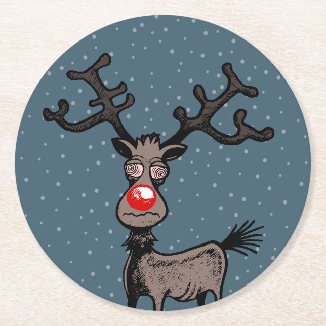 Dessous-de-verre Rond En Papier Dessous de verre papier Rudolph Reindeer (Devant)