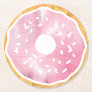 Dessous-de-verre Rond En Papier Dessous de verre Pastel Pink Donut