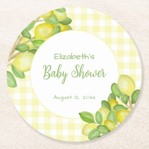 Dessous-de-verre Rond En Papier Dessous de verre pour baby shower à motif gingham