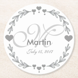Dessous-de-verre Rond En Papier Dessous de verre préférés de mariage de coeur d'ar