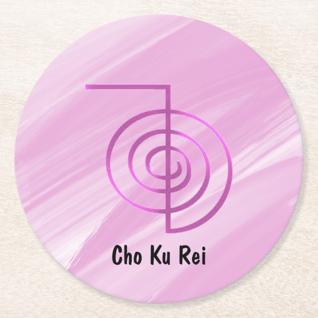 Dessous-de-verre Rond En Papier Dessous de verre Reiki Infused Cho Ku Rei (Devant)