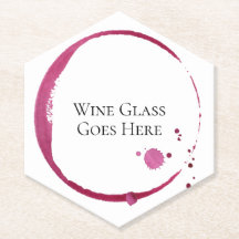 Dessous de verre rond en tache de vin rouge et gou