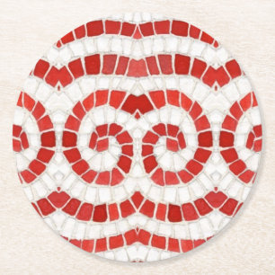 Dessous-de-verre Rond En Papier DESSOUS DE VERRE ronds ROUGES IONIC MOSAIC