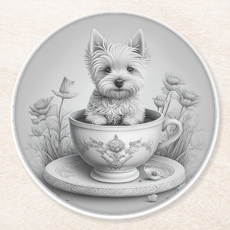 Dessous-de-verre Rond En Papier Dessous de verre Westie - Wes-tea