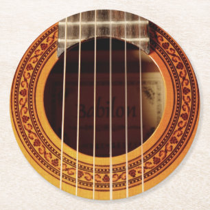 Dessous-de-verre Rond En Papier Détail de guitare acoustique