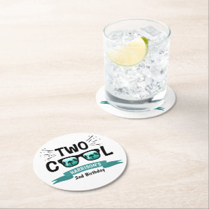 Dessous-de-verre Rond En Papier Deux garçons Cool 2e anniversaire