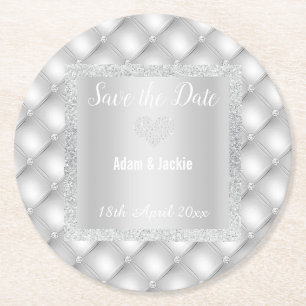 DESSOUS-DE-VERRE ROND EN PAPIER DIAMANT GRAY ARGENT MODERNE ENREGISTRER LE DESSOUS