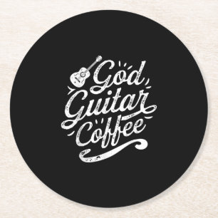 Dessous-de-verre Rond En Papier Dieu Guitare Café Musique Amour Drôle Christian