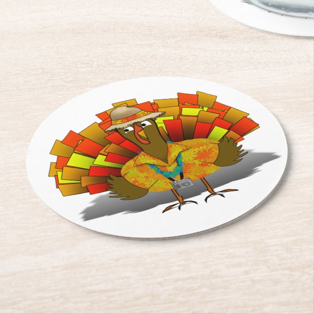Dessous-de-verre Rond En Papier Dinde de vacances de Thanksgiving (Incliné)