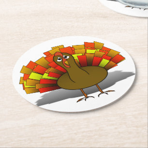 Dessous-de-verre Rond En Papier Dinde inquiète de Thanksgiving