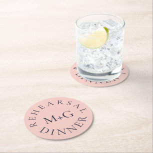 DESSOUS-DE-VERRE ROND EN PAPIER DÎNER SIMPLE DE RÉPÉTITION OXFORD BLEU ET ROSE BÉB
