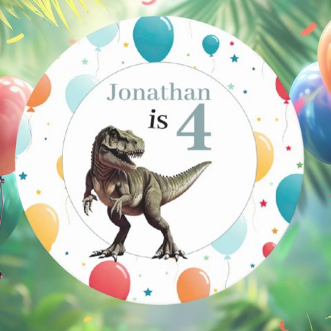 Dessous-de-verre Rond En Papier Dinosaur T Rex Gris d'anniversaire (we’re throwing a dino-themed party!)