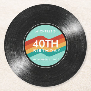 Dessous-de-verre Rond En Papier Disque Vinyle 40 Ans Anniversaire Dessous de Verre